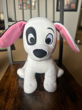 Plush White and Pink Dog Toy - Soft Squeaky Pet Plush 12”